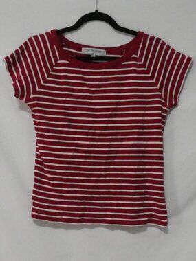 CONTEMPORAINE By Simons Petites Red & White Striped Short Sleeve T-Shirt - large